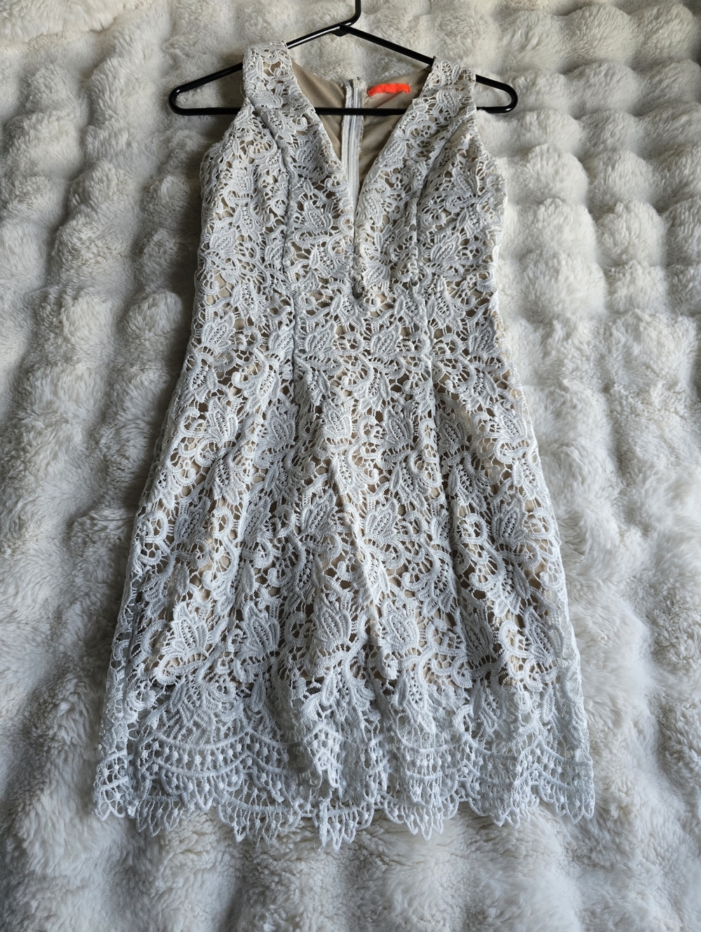 White Plunge Lace Dress